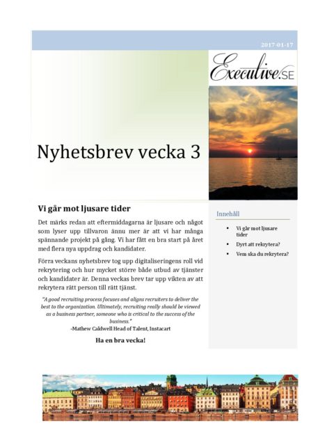 Nyhetsbrev vecka 3
