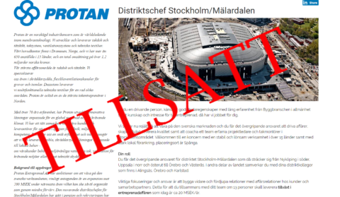 Tillsatt tjänst: Distriktschef Protan