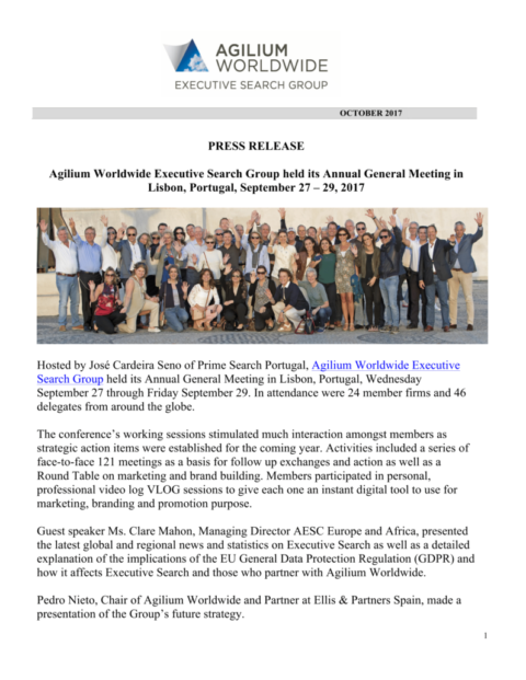 Agilium Press Release